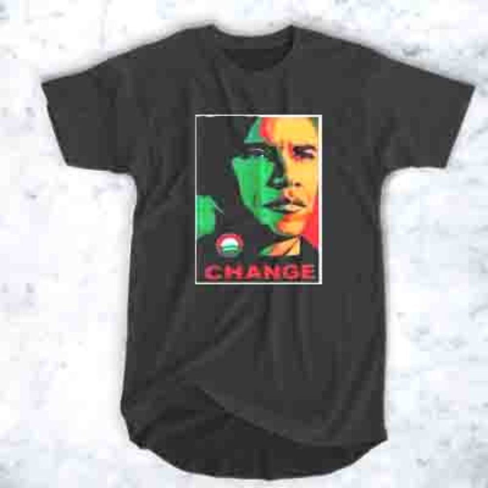 Obama Change black tee shirt size large